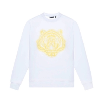 Sudadera Regular Fit con Estampado de Tigre en Relieve Blanco