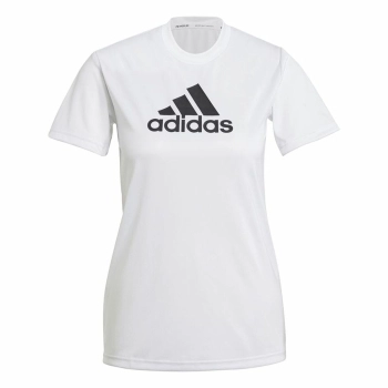 Camiseta de Manga Corta Mujer Adidas Primeblue D2M Logo Sport  Blanco
