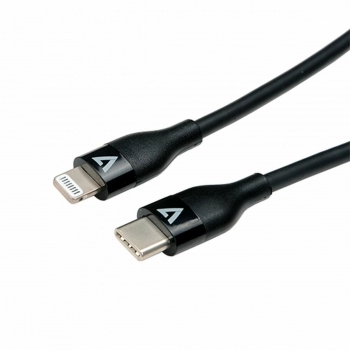 Cable USB-C a Lightning V7 V7USBCLGT-1M         Negro