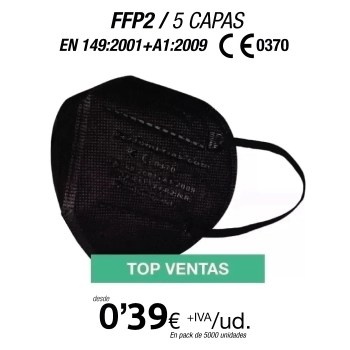 Mascarillas Autofiltrantes FFP2 5 Capas Color Negro con certificación europea Mascarillas Autofiltrantes FFP2 5 Capas Color Negro con certificación europea