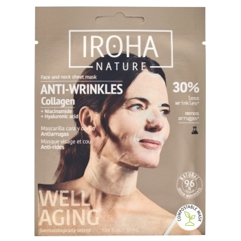 Mascarilla Cara y Cuello Biodegradable Colágeno + Ácido Hialurónico Antiarrugas