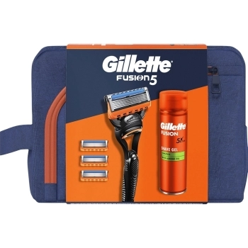 Set Gillette Fusion 5 + 3 Recambios + Shave Gel 200ml + Neceser