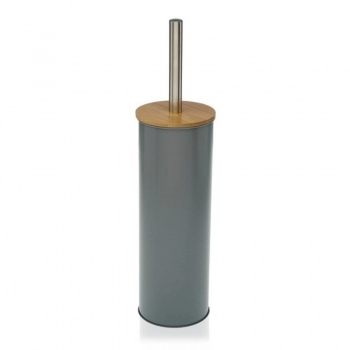 Escobilla para el Baño Negro Metal Bambú Plástico 9,5 X 27 X 9,5