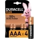 Duracell Plus Pilas Alcalinas AAA +50% Extra Life 4uds