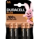 Duracell Plus Pilas Alcalinas AA +100% Extra Life 4uds